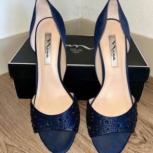 Nina Midnight Blue Embellished Heels